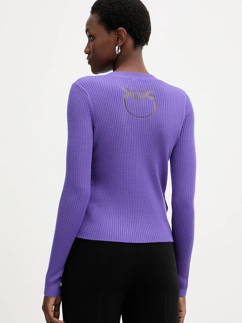 Pinko kardigan z dodatkiem wełny damski kolor fioletowy lekki 105506 A18M