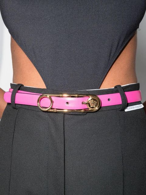 Versace safety pin-detail leather belt - Pink