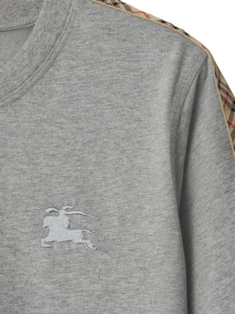 Burberry check-trimmed cotton T-shirt - Grey