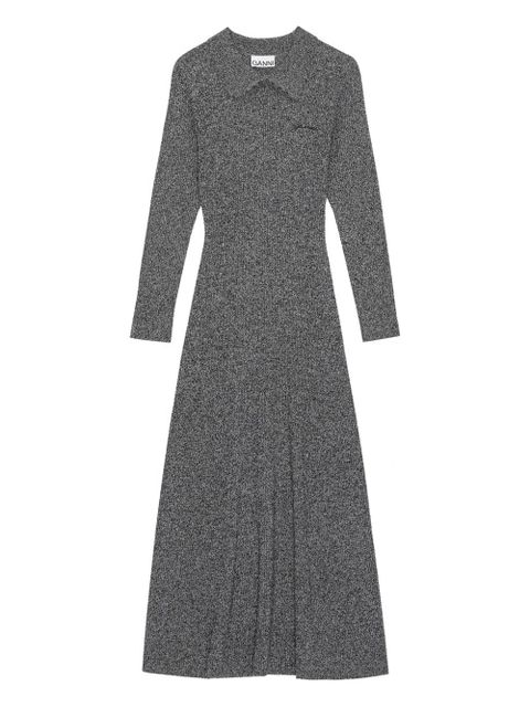 GANNI long sleeve collared maxi dress - Grey - zdjęcie produktu nr 1