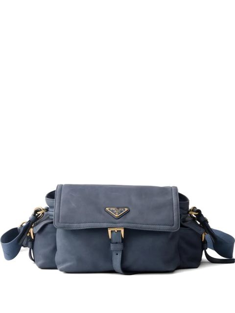Prada Explore medium nappa leather shoulder bag with flap - Blue - zdjęcie produktu nr 1