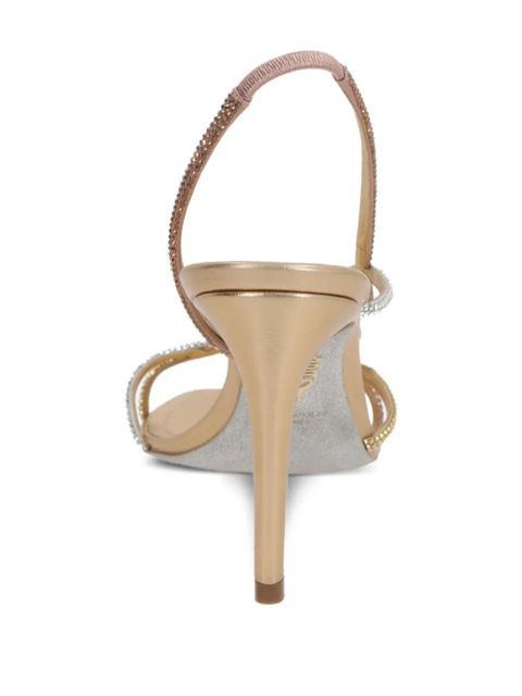 René Caovilla 80mm rhinestone-embellished slingback sandals - Gold