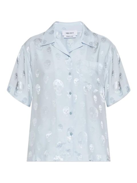 Alexander McQueen skull-print button shirt - Blue - zdjęcie produktu nr 1