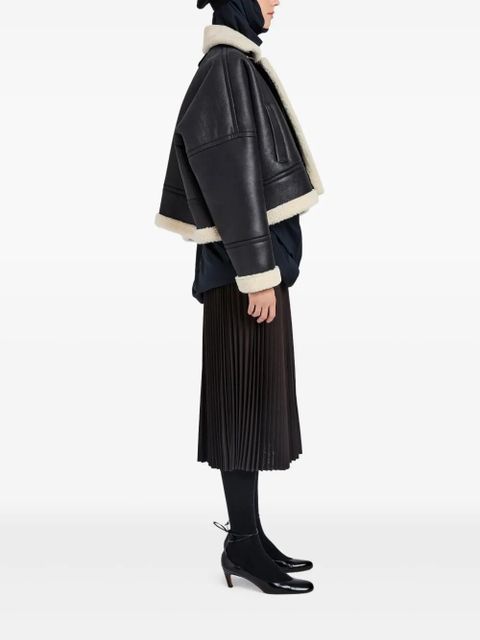 Proenza Schouler leather shearling-linen jacket - Black - zdjęcie produktu nr 2