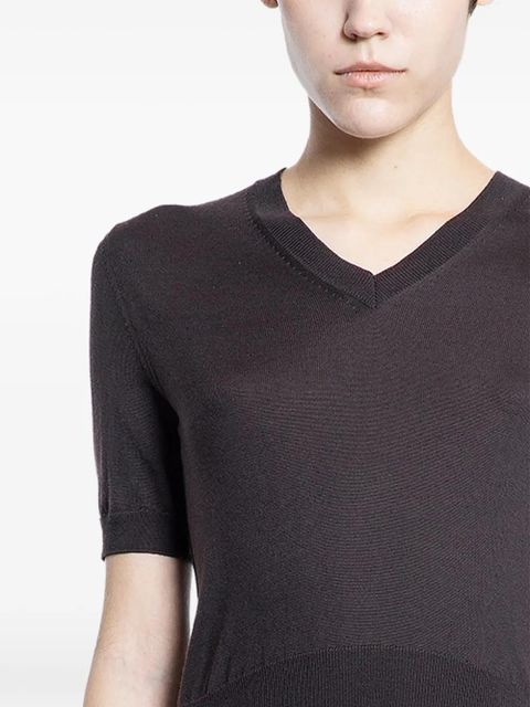 Prada V-neck short-sleeved sweater - Brown - zdjęcie produktu nr 2