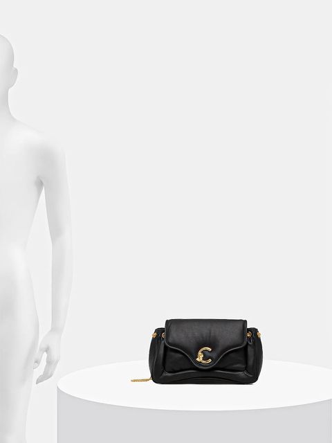 Coccinelle torebka skórzana COCCINELLE C-ME FLUFFY kolor czarny E1.SUE.12.01.01