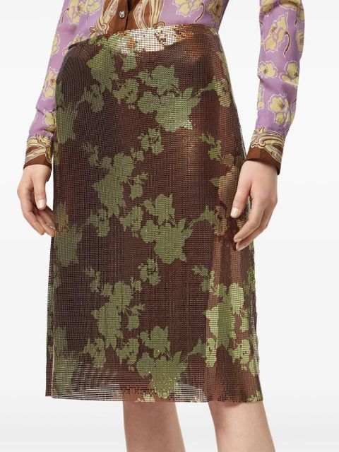 Versace Wild Roses A-Line midi skirt - Brown