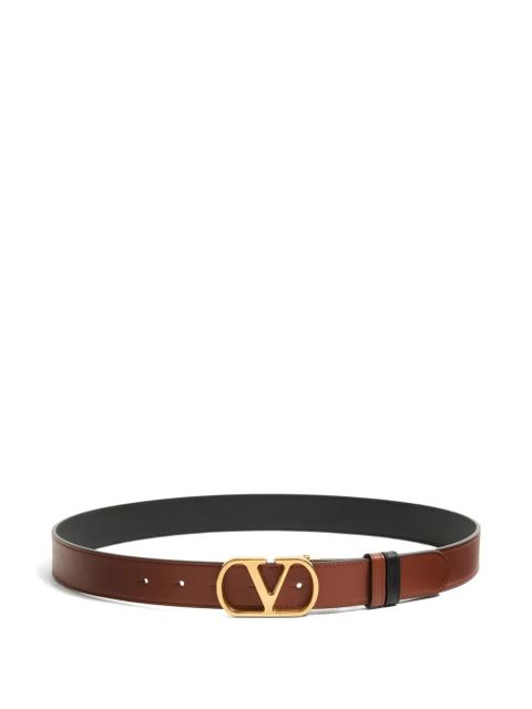 Valentino Garavani VLogo Signature reversible shiny calfskin belt - 30mm / 1.2 in. - Brown - zdjęcie produktu nr 1