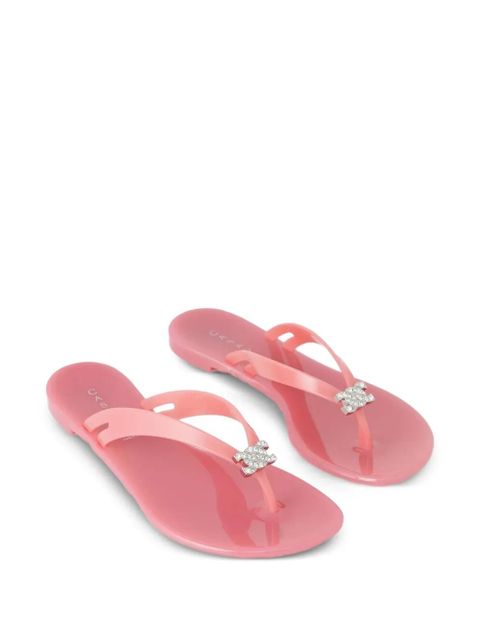 Casadei Jelly crystal logo flip-flops - Pink
