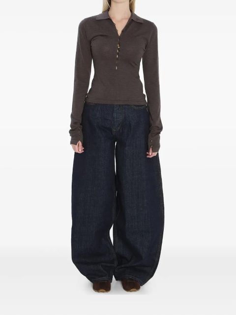 Jacquemus polo-collar buttoned top - Brown