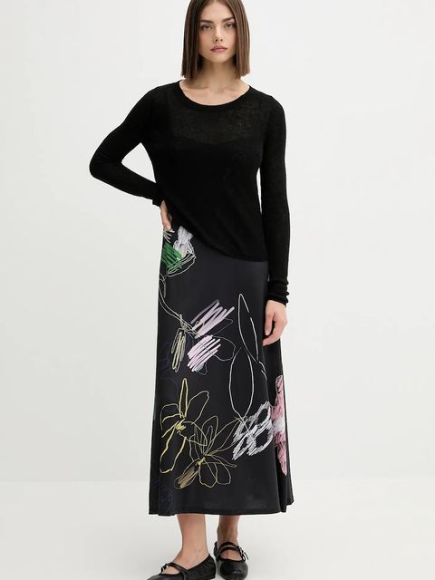 Desigual sukienka KALA kolor czarny midi rozkloszowana 25WWVK25 - zdjęcie produktu nr 1