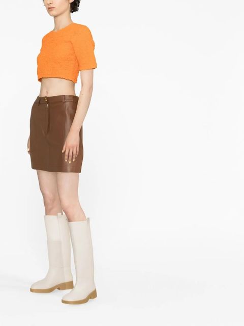 GANNI shirred organic cotton crop top - Orange - zdjęcie produktu nr 2