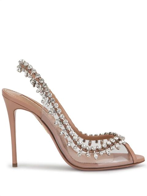 Aquazzura 110mm Temptation crystal-embellished pumps - Neutrals - zdjęcie produktu nr 1