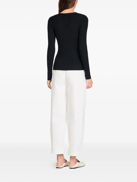 SANDRO ribbed button cardigan - Black - zdjęcie produktu nr 2