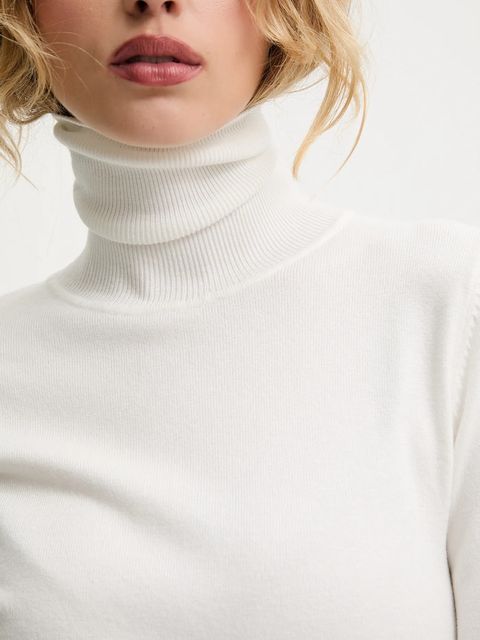 Answear.LAB sweter z wełną damski kolor beżowy lekki z golfem