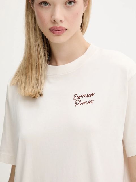 Abercrombie & Fitch t-shirt bawełniany damski kolor beżowy KI157-5068