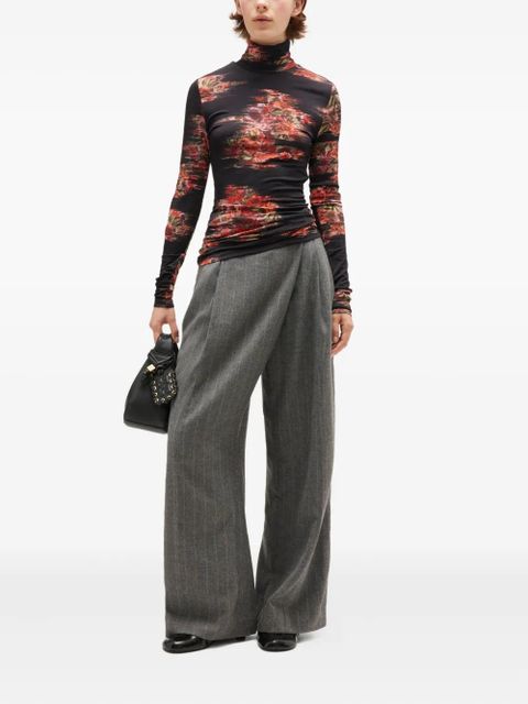 GANNI floral-print turtleneck T-shirt - Black