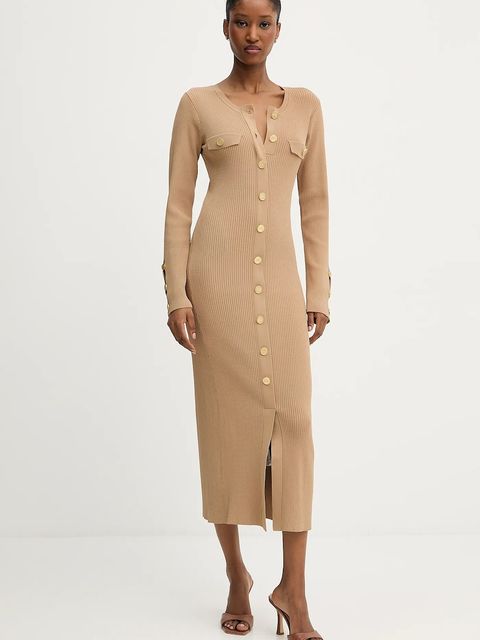 Karl Lagerfeld sukienka kolor beżowy midi dopasowana A3W13038 - zdjęcie produktu nr 1