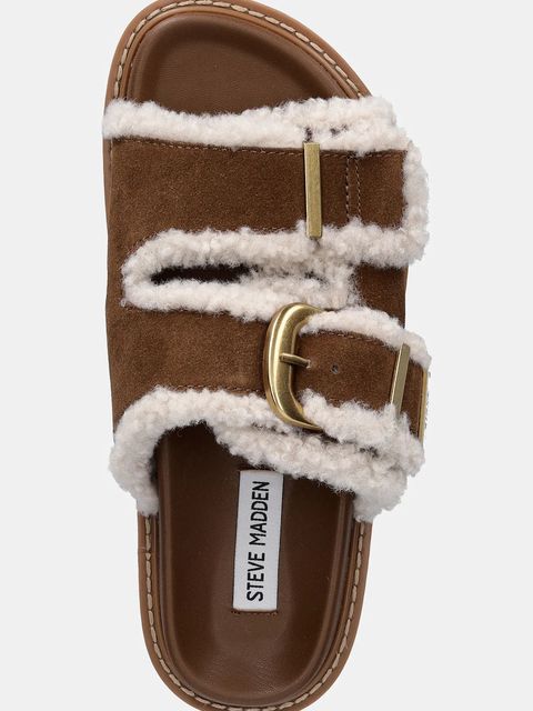 Steve Madden klapki zamszowe Arch-F damskie kolor brązowy 11005031