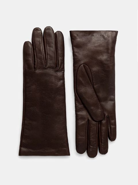 Weekend Max Mara rękawiczki skórzane SENAPESHORT damskie kolor brązowy 2525566035600 - zdjęcie produktu nr 1