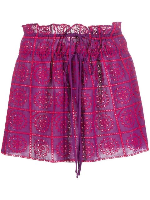 GANNI broderie anglaise organic cotton miniskirt - Pink - zdjęcie produktu nr 1