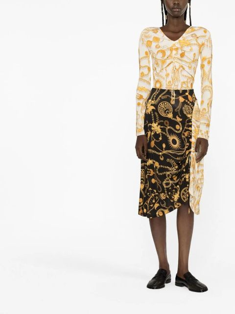 Marine Serre Ornament Moon-print midi skirt - Black - zdjęcie produktu nr 2