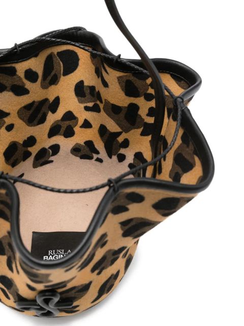 Ruslan Baginskiy leopard-print ruffled bucket bag - Brown