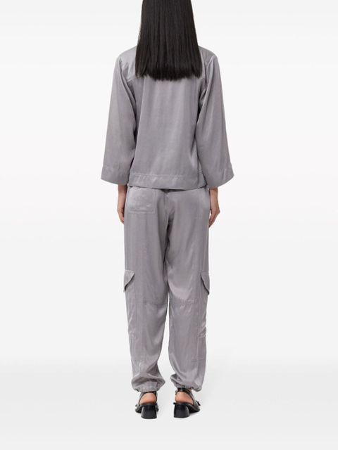 GANNI double-breasted satin blazer - Grey