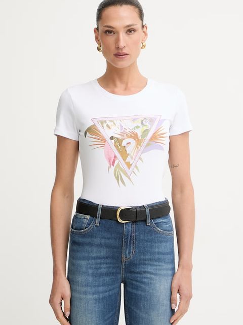 Guess T-shirt damski bawełniany z elastanem PALM - zdjęcie produktu nr 1