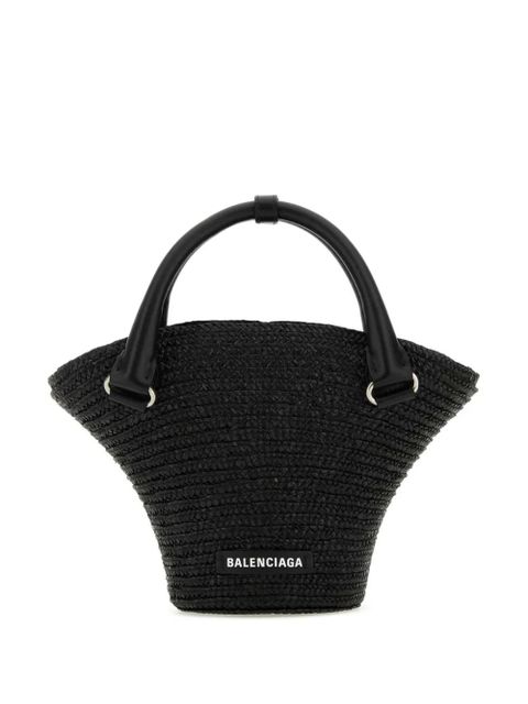 Balenciaga mini braided-raffia tote bag - Black - zdjęcie produktu nr 1