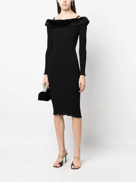 Blumarine off-shoulder ribbed midi dress - Black - zdjęcie produktu nr 2