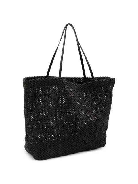 The Row crochet barn tote bag - Black