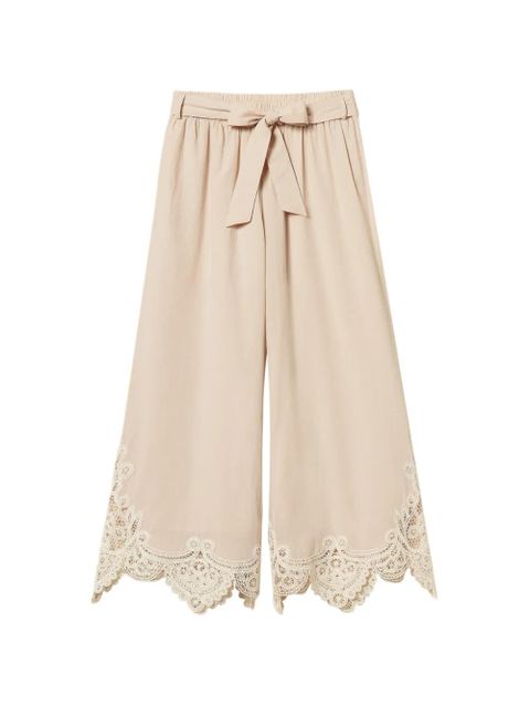 TWINSET lace-trim belted trousers - Neutrals - zdjęcie produktu nr 1