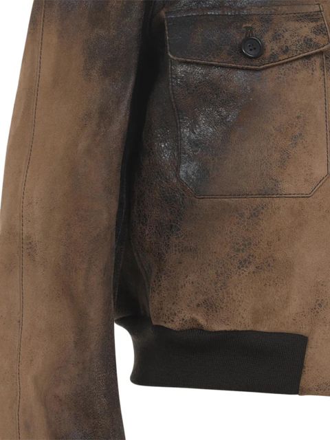 Miu Miu pocket logo leather jacket - Brown