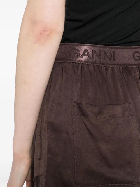 GANNI elasticated shorts - Brown