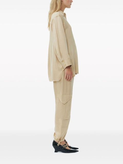 GANNI long-sleeve satin shirt - Neutrals
