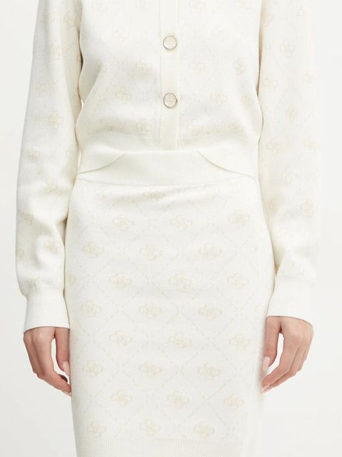 Guess spódnica z domieszką wełny SARAH kolor beżowy mini ołówkowa W4BD0S Z3JD2