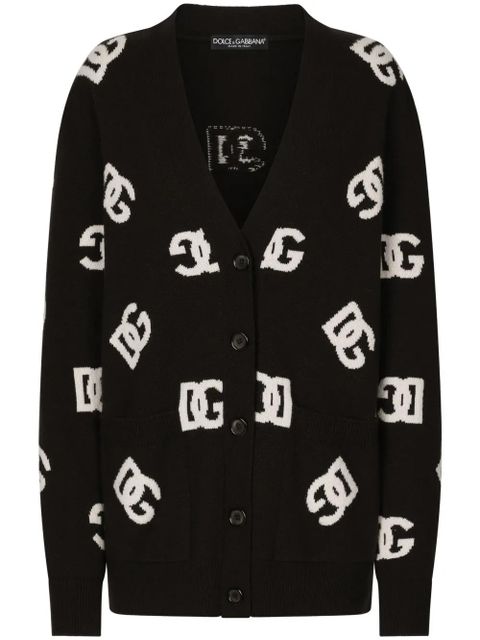 Dolce & Gabbana DG monogram virgin wool cardigan - Black - zdjęcie produktu nr 1