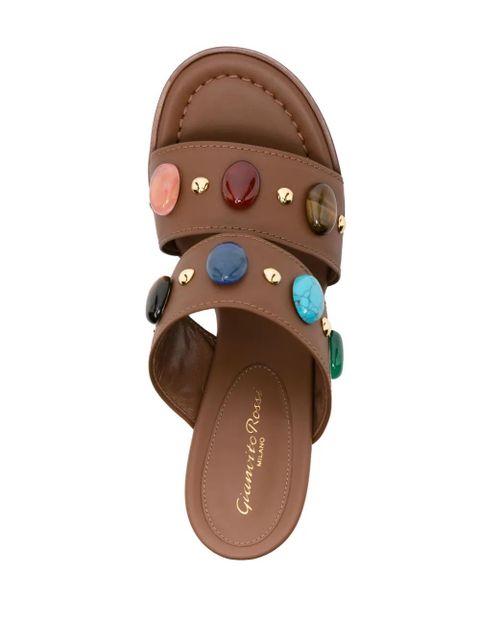 Gianvito Rossi 90mm beaded leather sandals - Brown