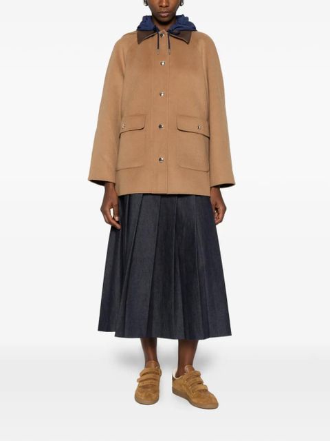 Maje removable hood single breasted coat - Brown