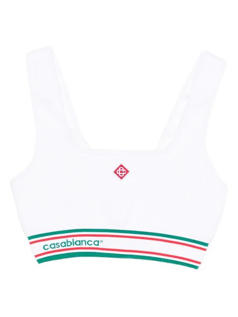 Casablanca square-neck striped top - White