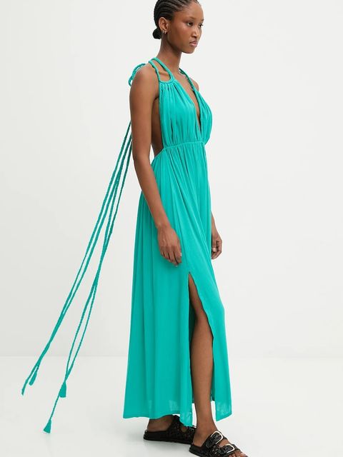 Answear.LAB sukienka kolor zielony maxi rozkloszowana