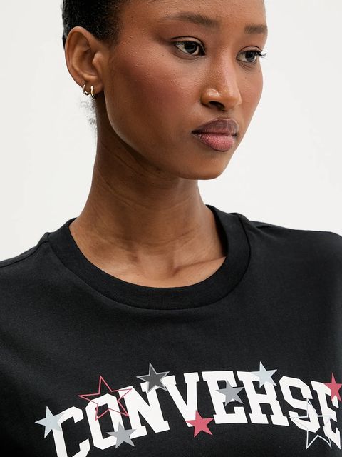 Converse t-shirt bawełniany damski kolor czarny CVW5T026