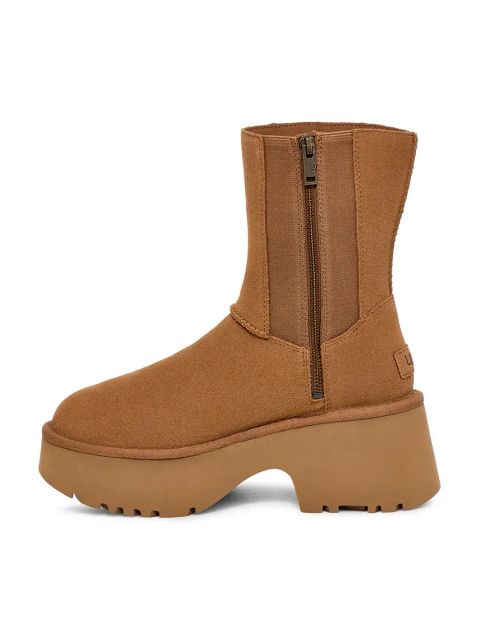 UGG buty zamszowe Classic Twin Seam New Heights damskie kolor brązowy na platformie lekko ocieplone 1158313-CHE