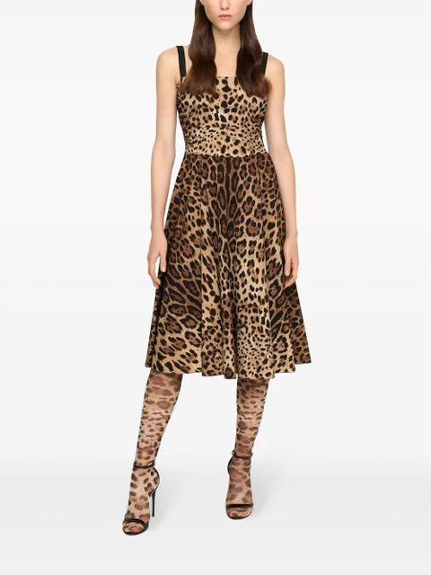 Dolce & Gabbana leopard-print midi dress - Brown - zdjęcie produktu nr 2