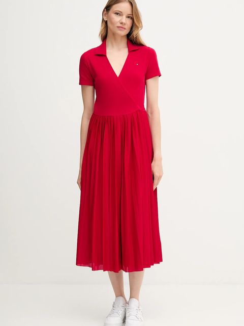 Tommy Hilfiger sukienka kolor czerwony maxi rozkloszowana WW0WW45733 - zdjęcie produktu nr 1