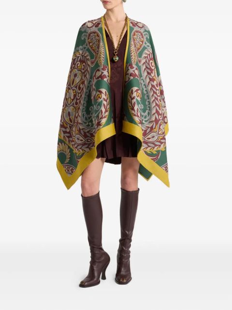 ETRO paisley-motif wool-blend cape - Green - zdjęcie produktu nr 2