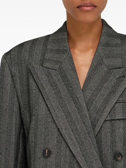 Ferragamo chevron-pattern double-breasted coat - Black