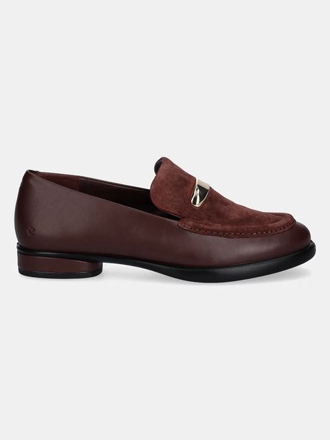 Ecco mokasyny skórzane Sculpted damskie kolor bordowy na płaskim obcasie 222343-52350 - zdjęcie produktu nr 2