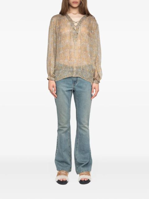 Zadig&Voltaire Tamela lace-up blouse - Brown - zdjęcie produktu nr 2